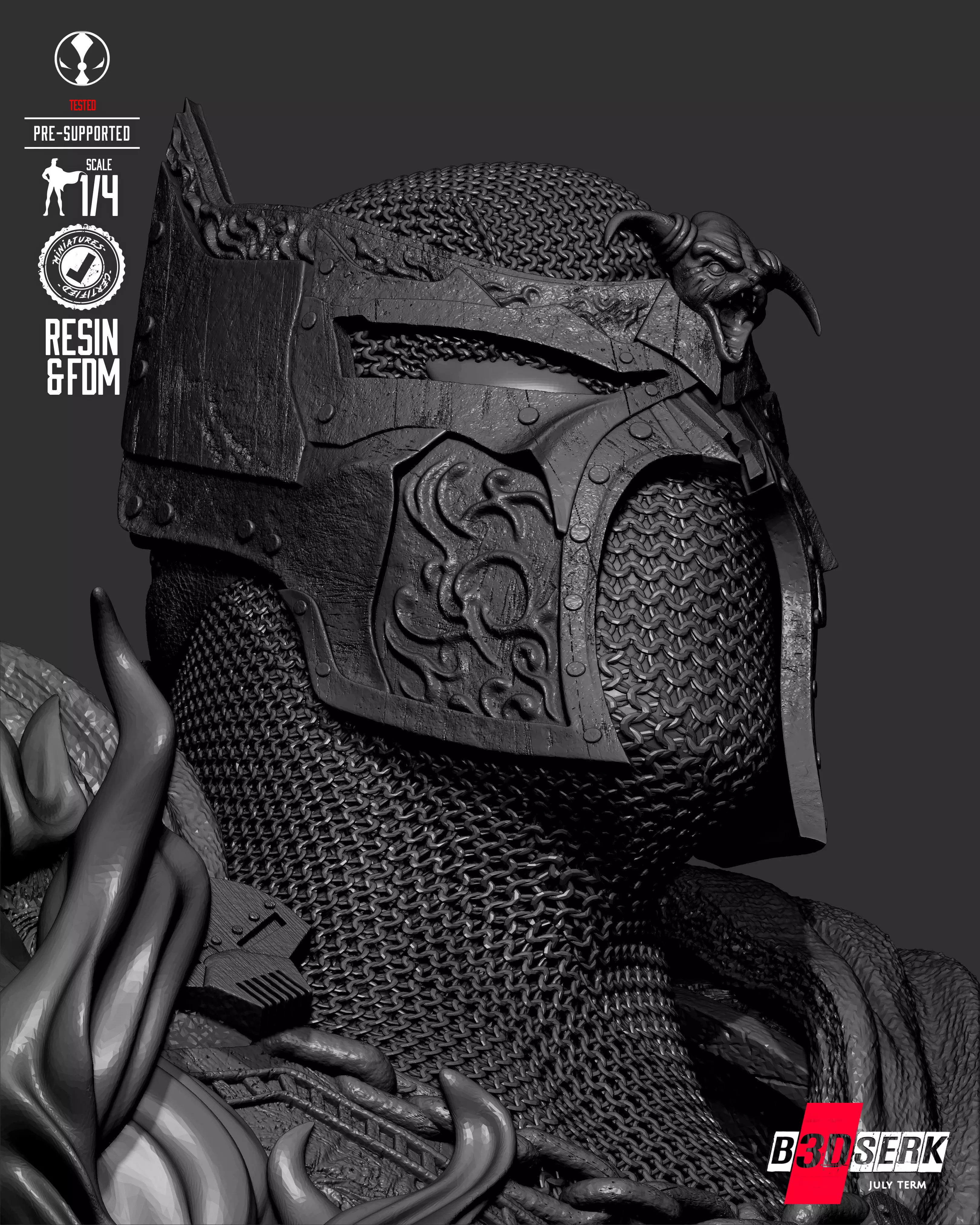 B3DSERK Medieval Spawn Portrait Bust 3D print model_33