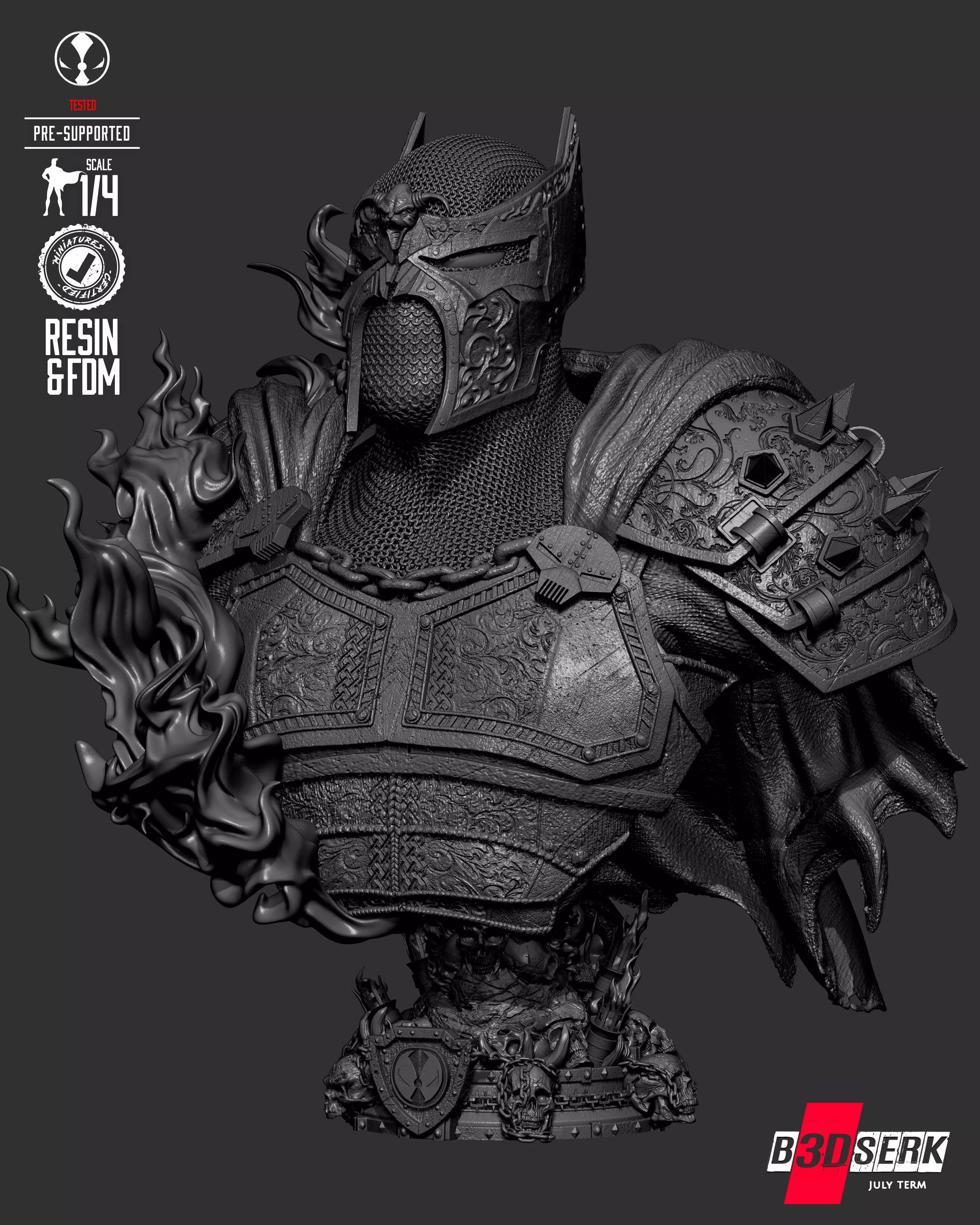 B3DSERK Medieval Spawn Portrait Bust 3D print model_14