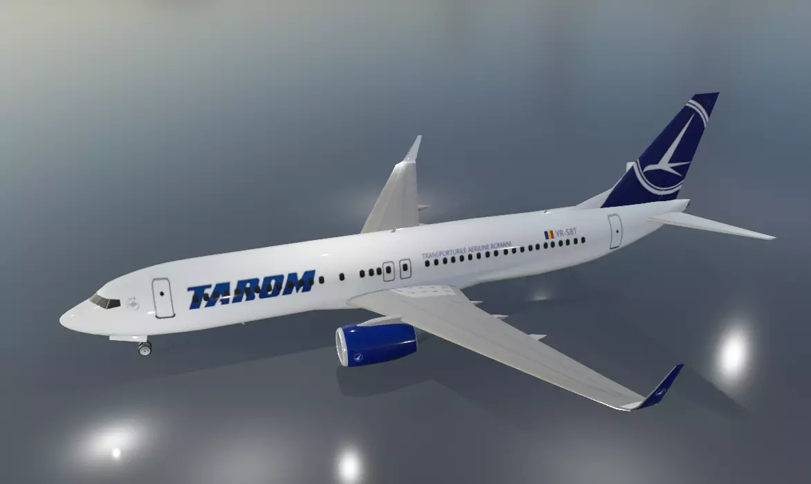 Tarom Boeing 737-800 low poly 3D Model with cockpit Low-poly 3D model