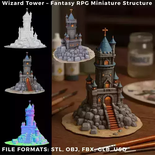 Castle Tower  Fantasy RPG Miniature Structure