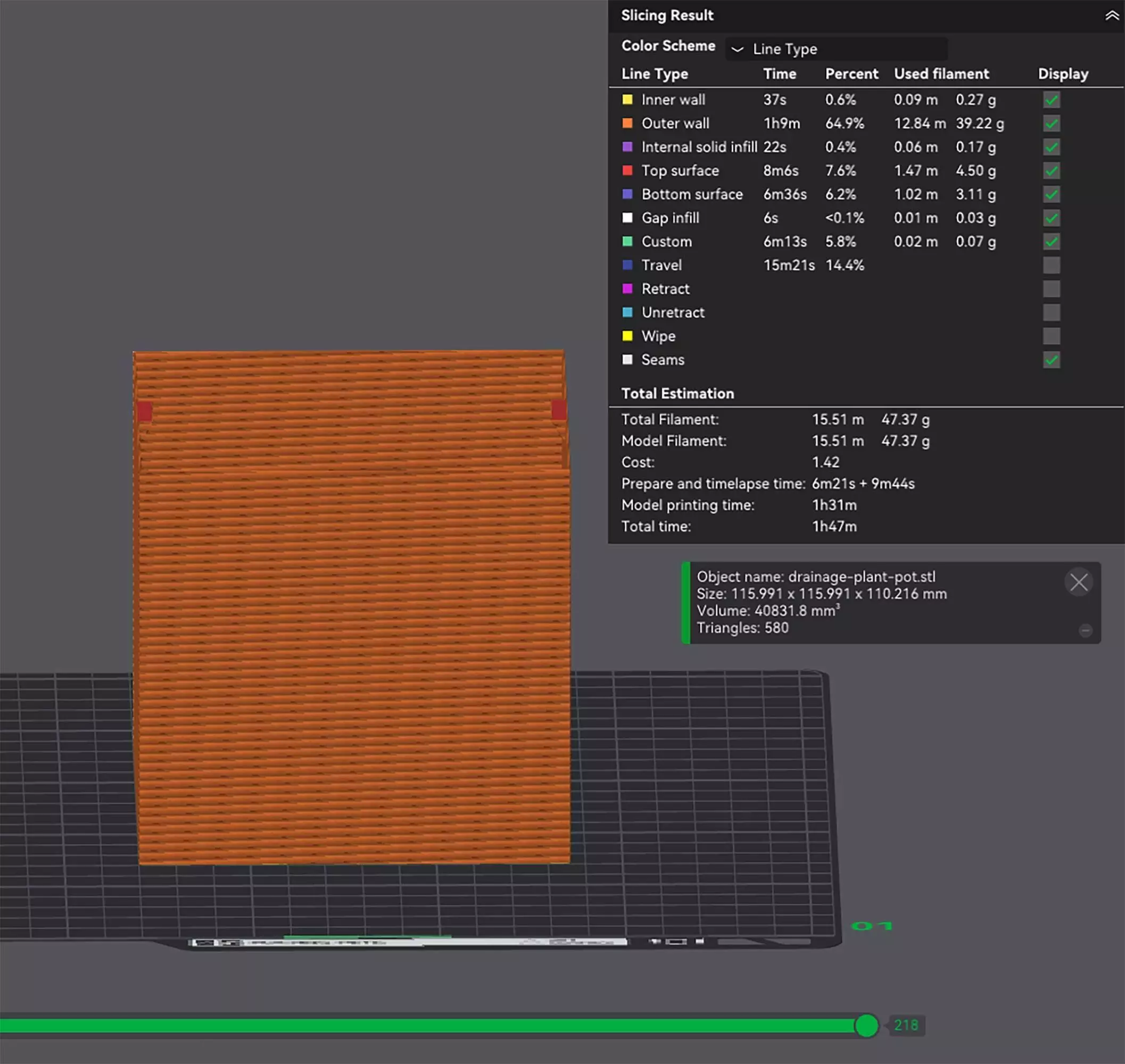 Ginkgo Biloba Plant Pot With Drainage No Supports 3D print model_4