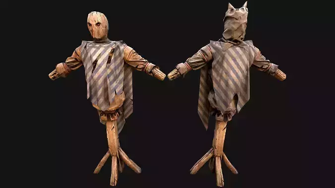 Medieval Wooden Military Prison Dummy Training Camp Environment Low-poly 3D model