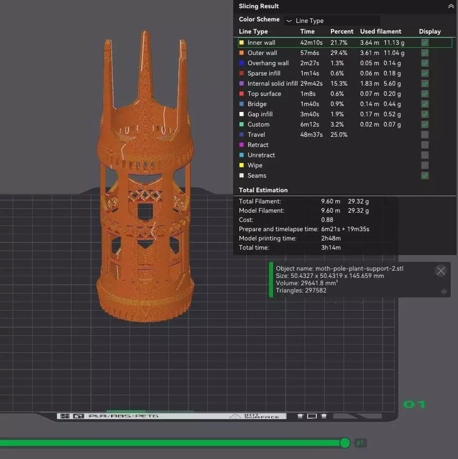 Moss Pole Plant Support No Supports 3D print model_4