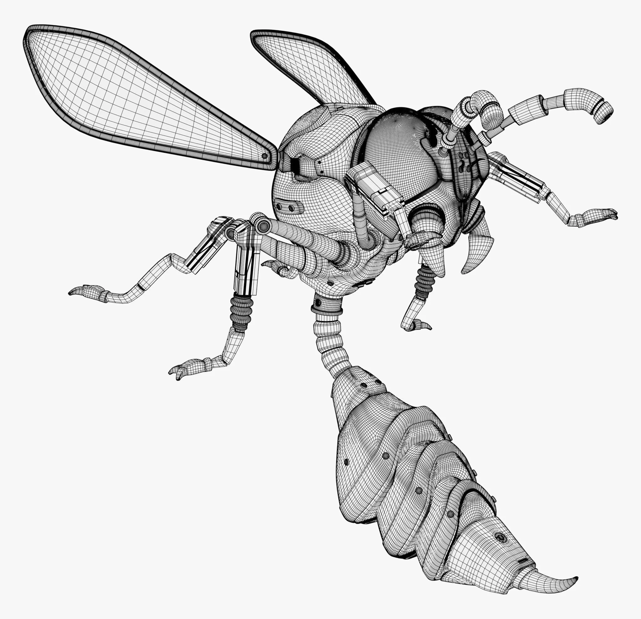 Wasp Robot SciFi Drone M1 3D model_12