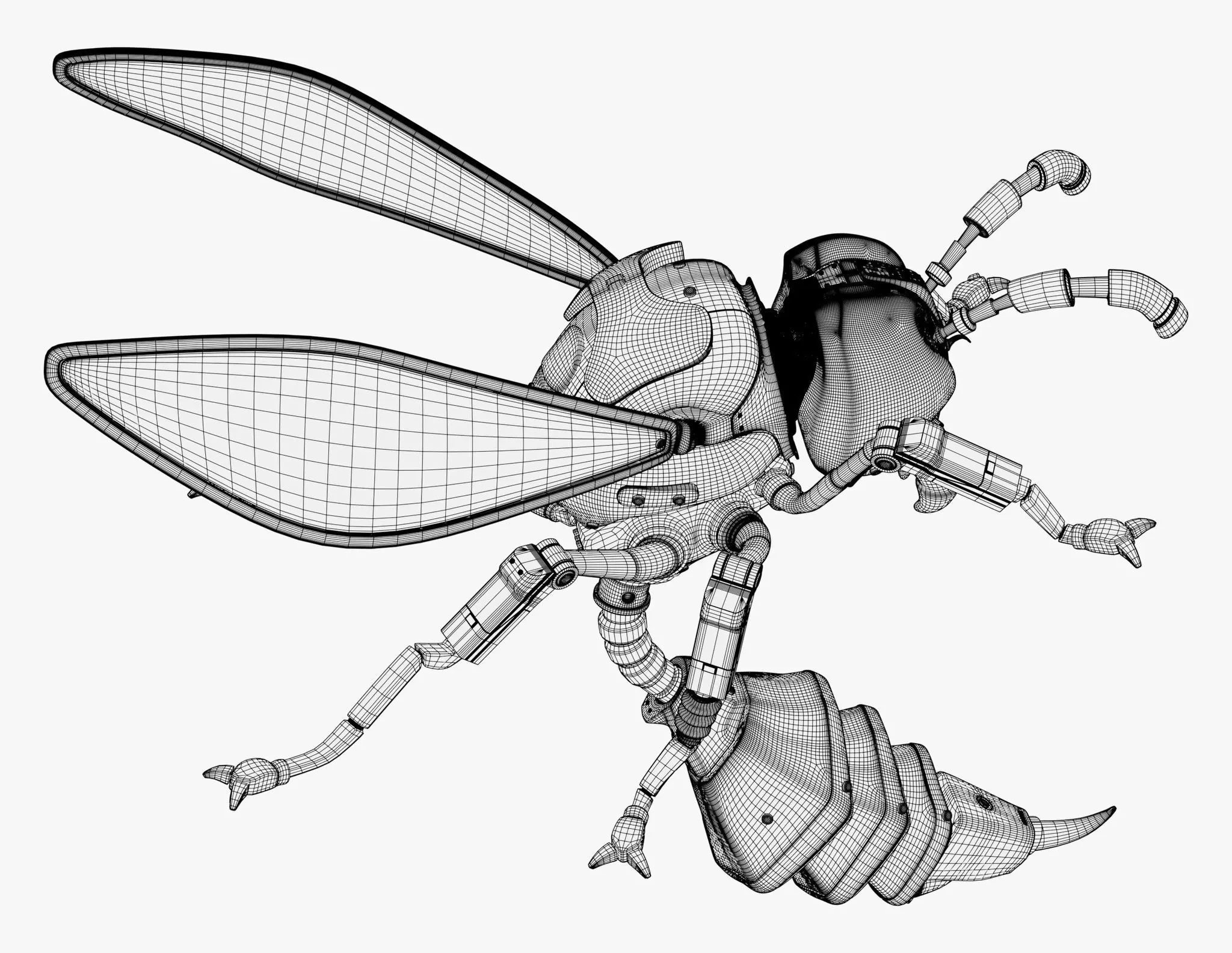 Wasp Robot SciFi Drone M1 3D model_11