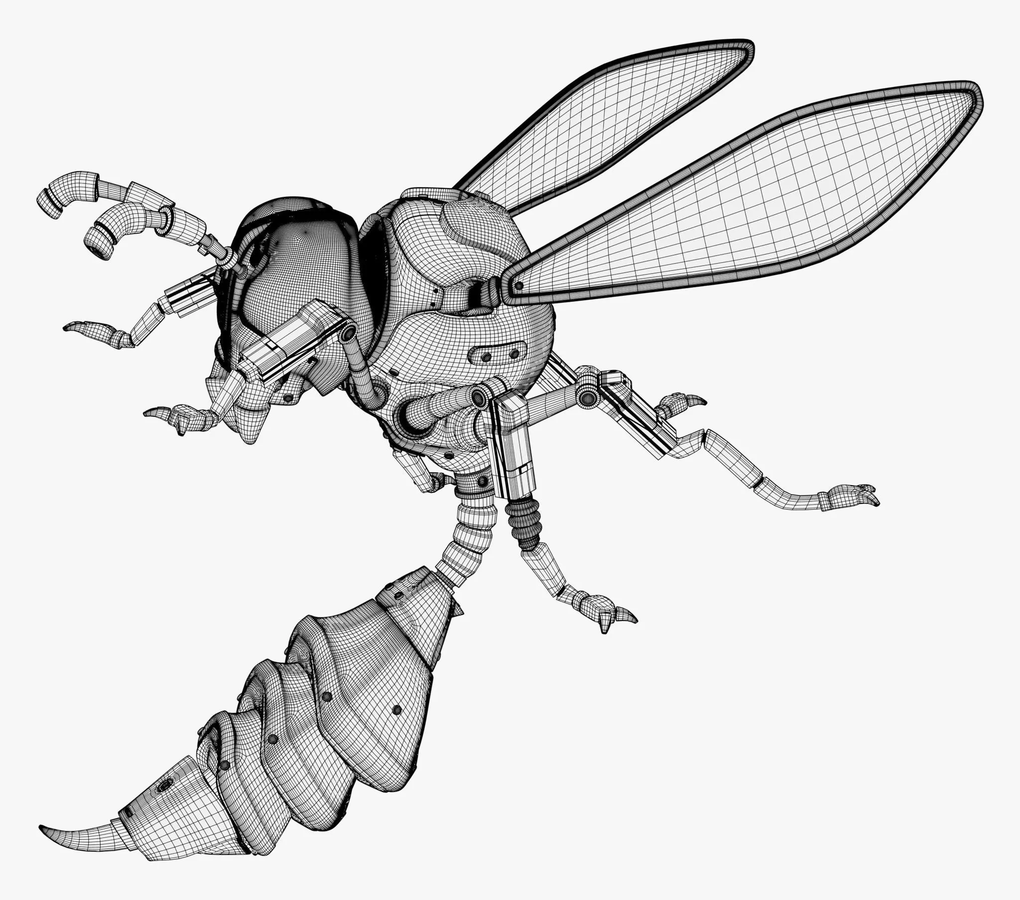 Wasp Robot SciFi Drone M1 3D model_10