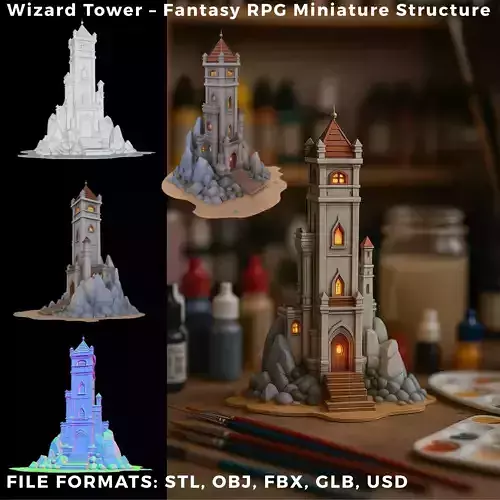 Castle Tower  Lighthouse Tower Fantasy RPG Miniature Structure