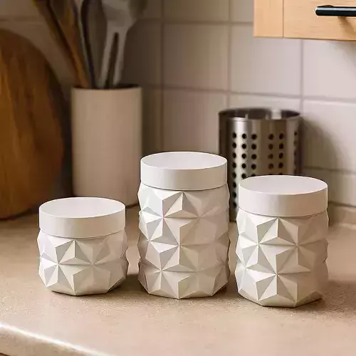 Geometric Jar Set of 3 Storage Box No Supports 3D print model