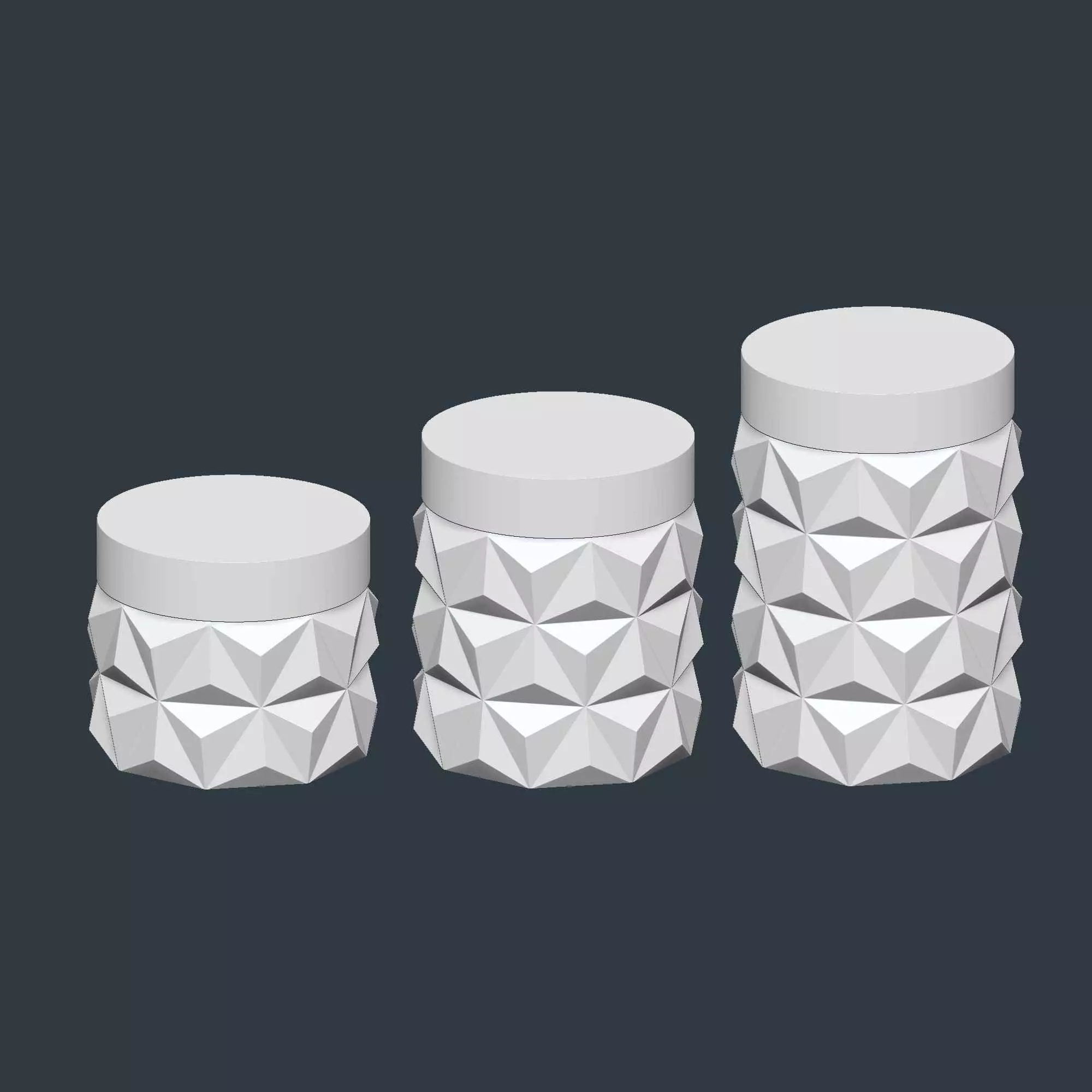 Geometric Jar Set of 3 Storage Box No Supports 3D print model_1
