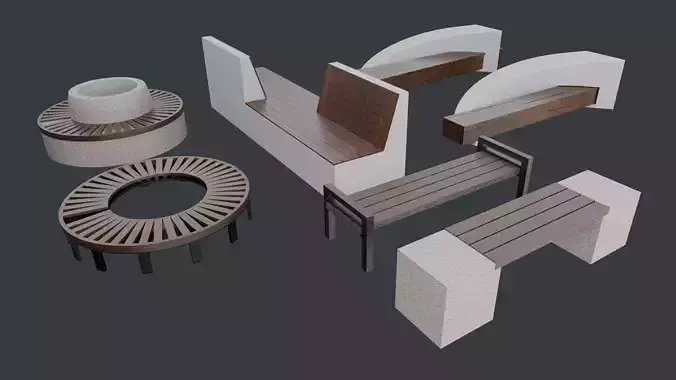 Outdoor park long chairs set