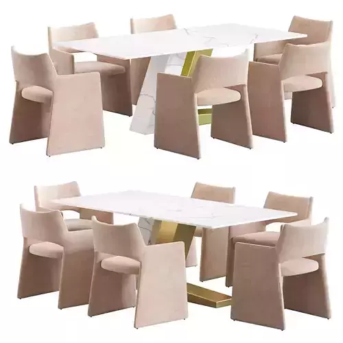 Foley mohair dining chair and Luxotic table