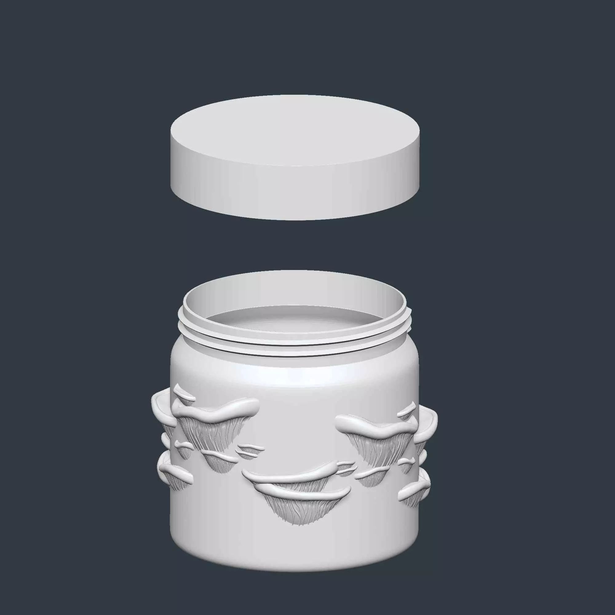 Mushroom Jar Set of 3 Storage Box No Supports 3D print model_9