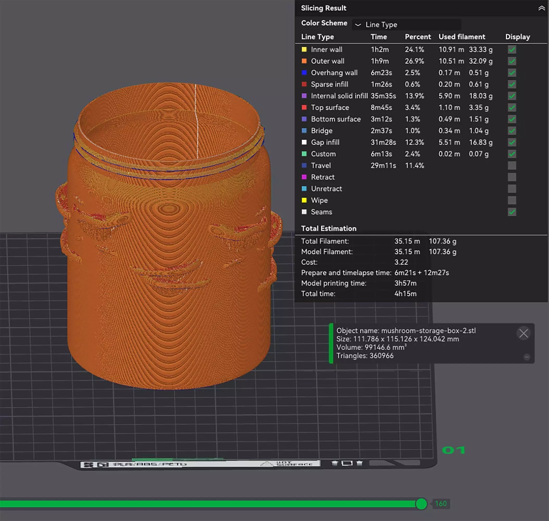 Mushroom Jar Set of 3 Storage Box No Supports 3D print model_2
