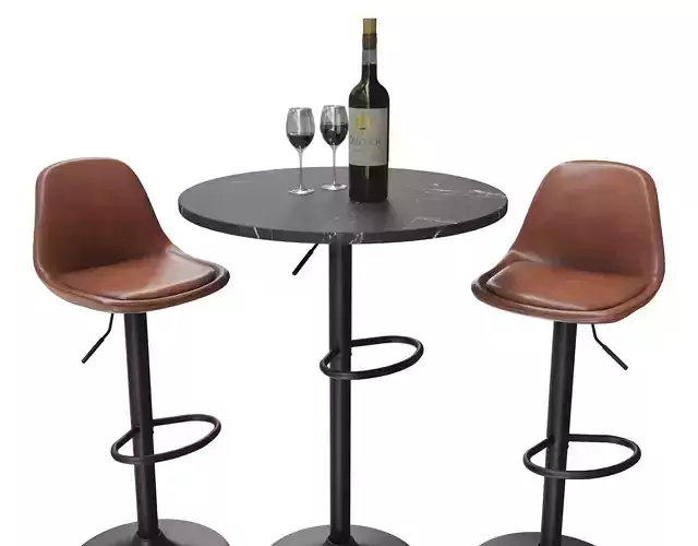 Bar stool set Low-poly 3D model