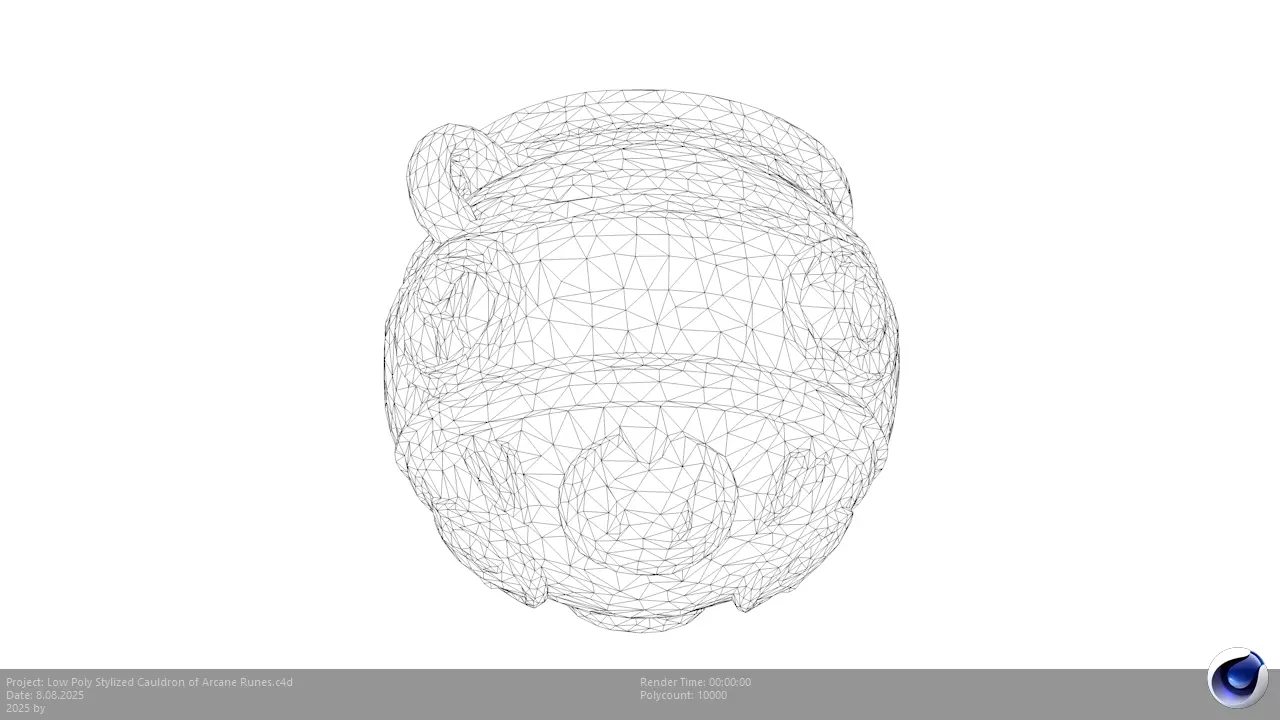 Low Poly Stylized Cauldron of Arcane Runes Low-poly 3D model_9