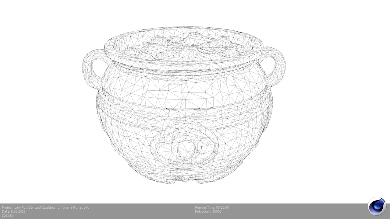 Low Poly Stylized Cauldron of Arcane Runes Low-poly 3D model_6