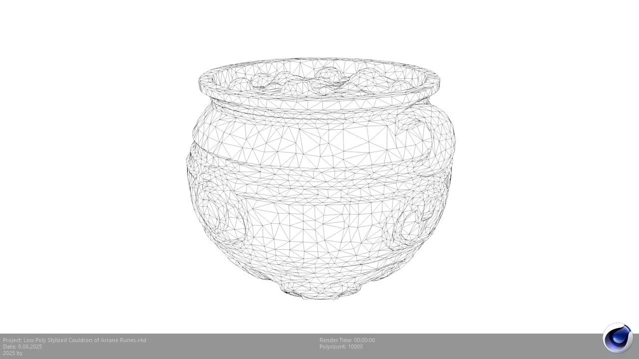 Low Poly Stylized Cauldron of Arcane Runes Low-poly 3D model_3