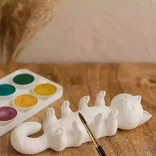 Cat Watercolor Brush Holder Artist Gift No Supports 3D print model
