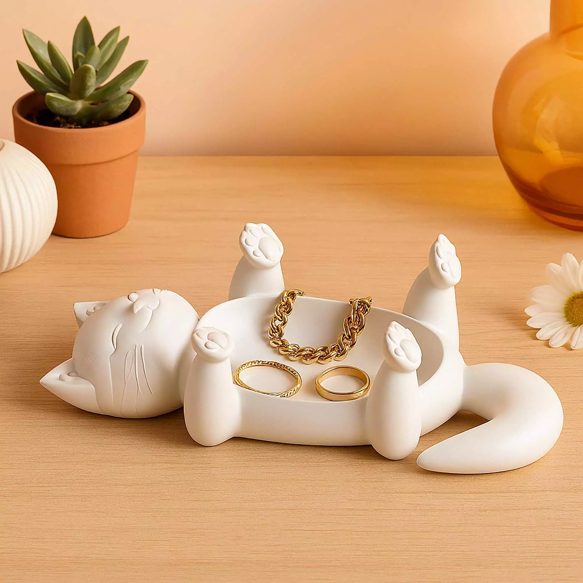 Cat Jewelry Plate Dish No Supports 3D print model
