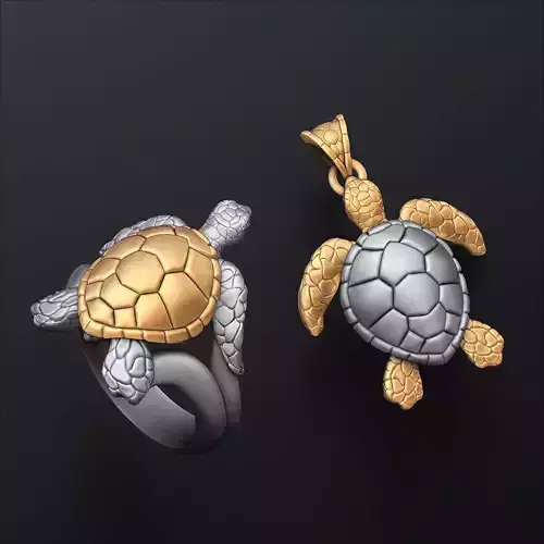 Turtle Ring Pendant Collection 