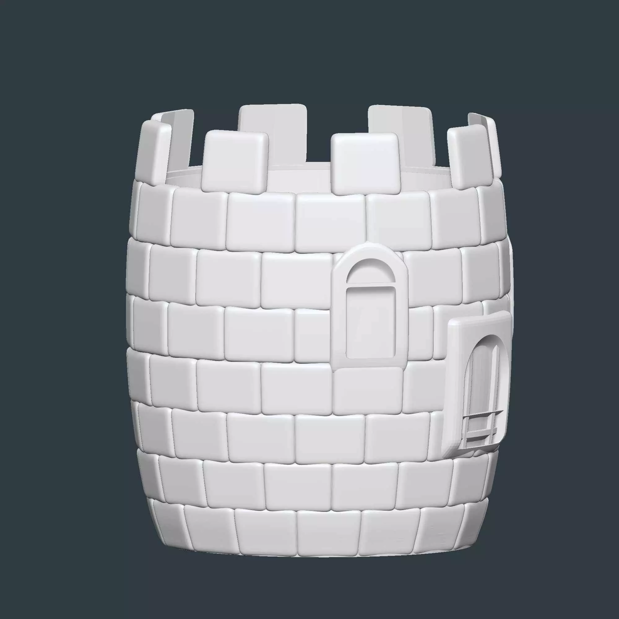 Castle Tower Plant Pot With Drainage No Supports 3D print model_9