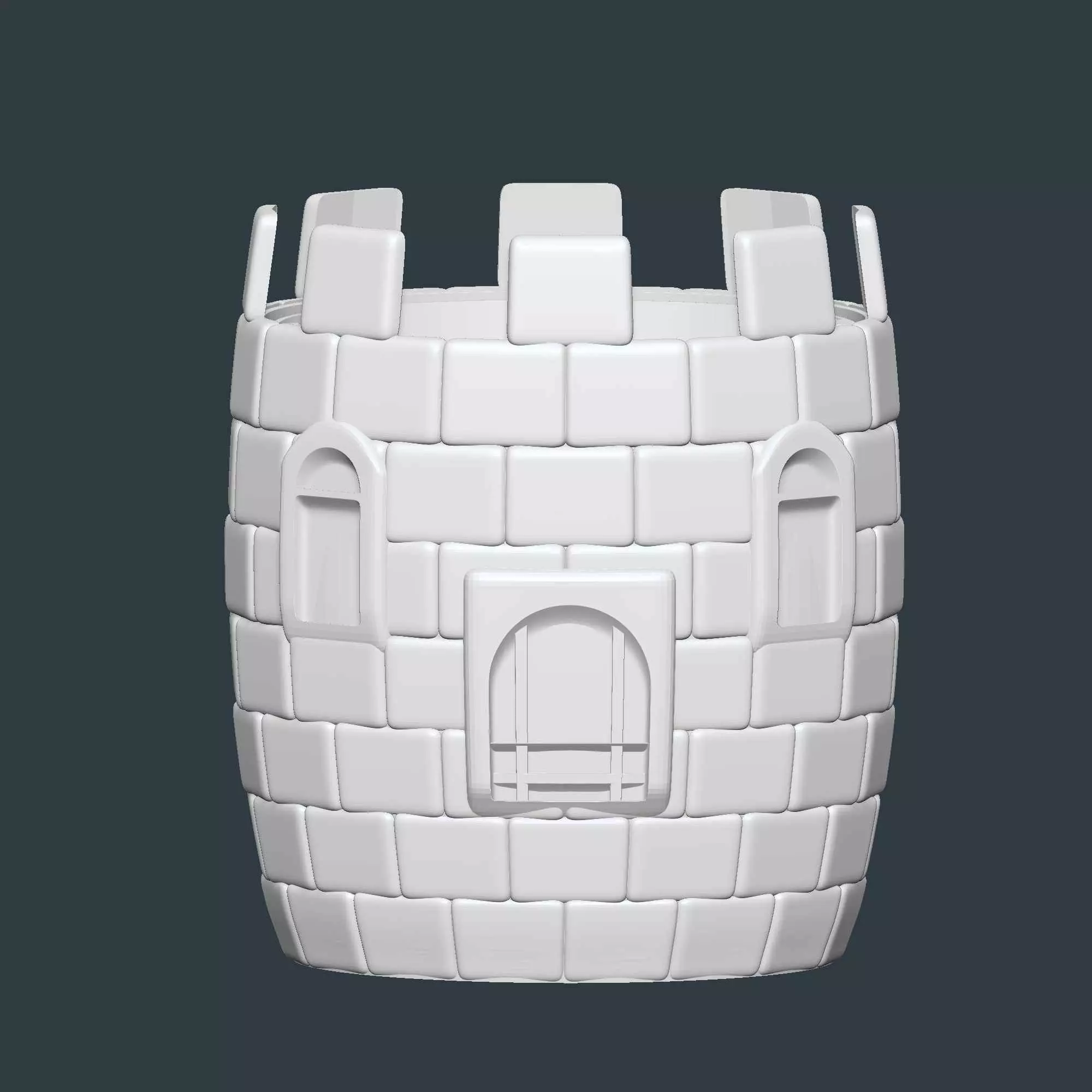 Castle Tower Plant Pot With Drainage No Supports 3D print model_1