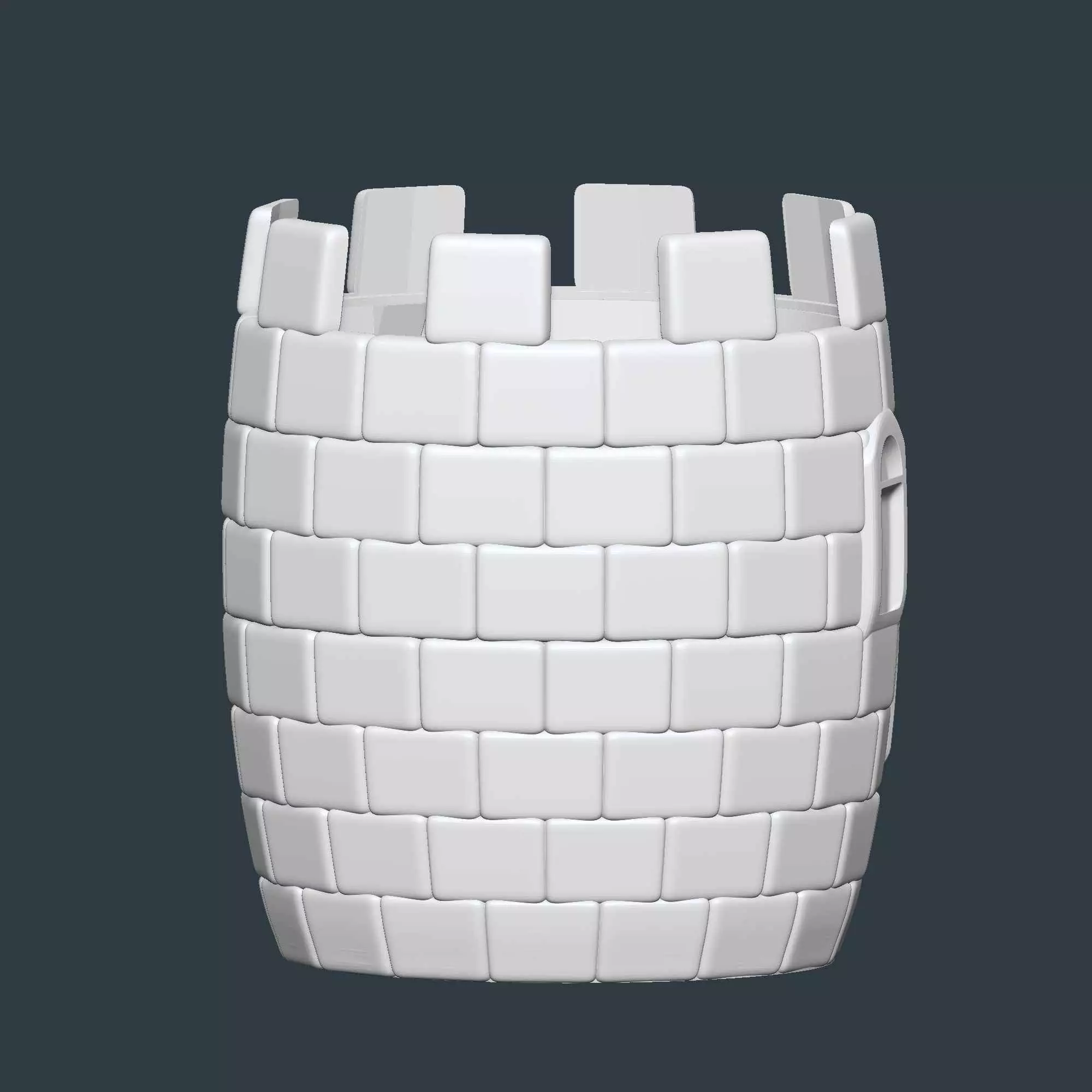 Castle Tower Plant Pot With Drainage No Supports 3D print model_8