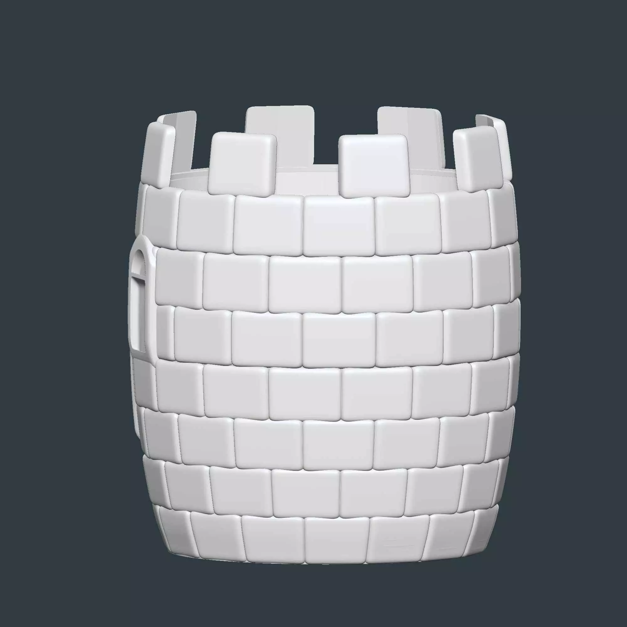 Castle Tower Plant Pot With Drainage No Supports 3D print model_6
