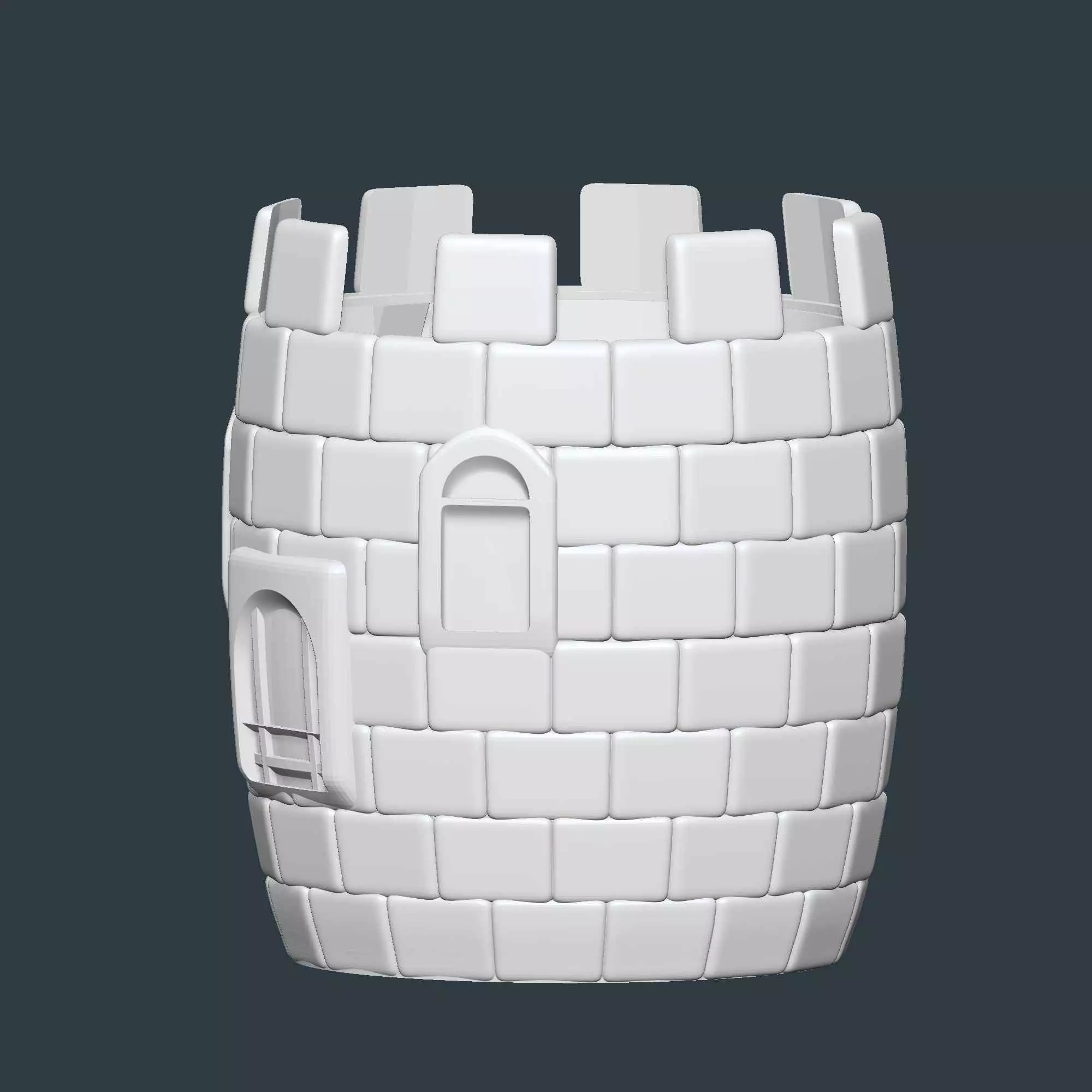 Castle Tower Plant Pot With Drainage No Supports 3D print model_5