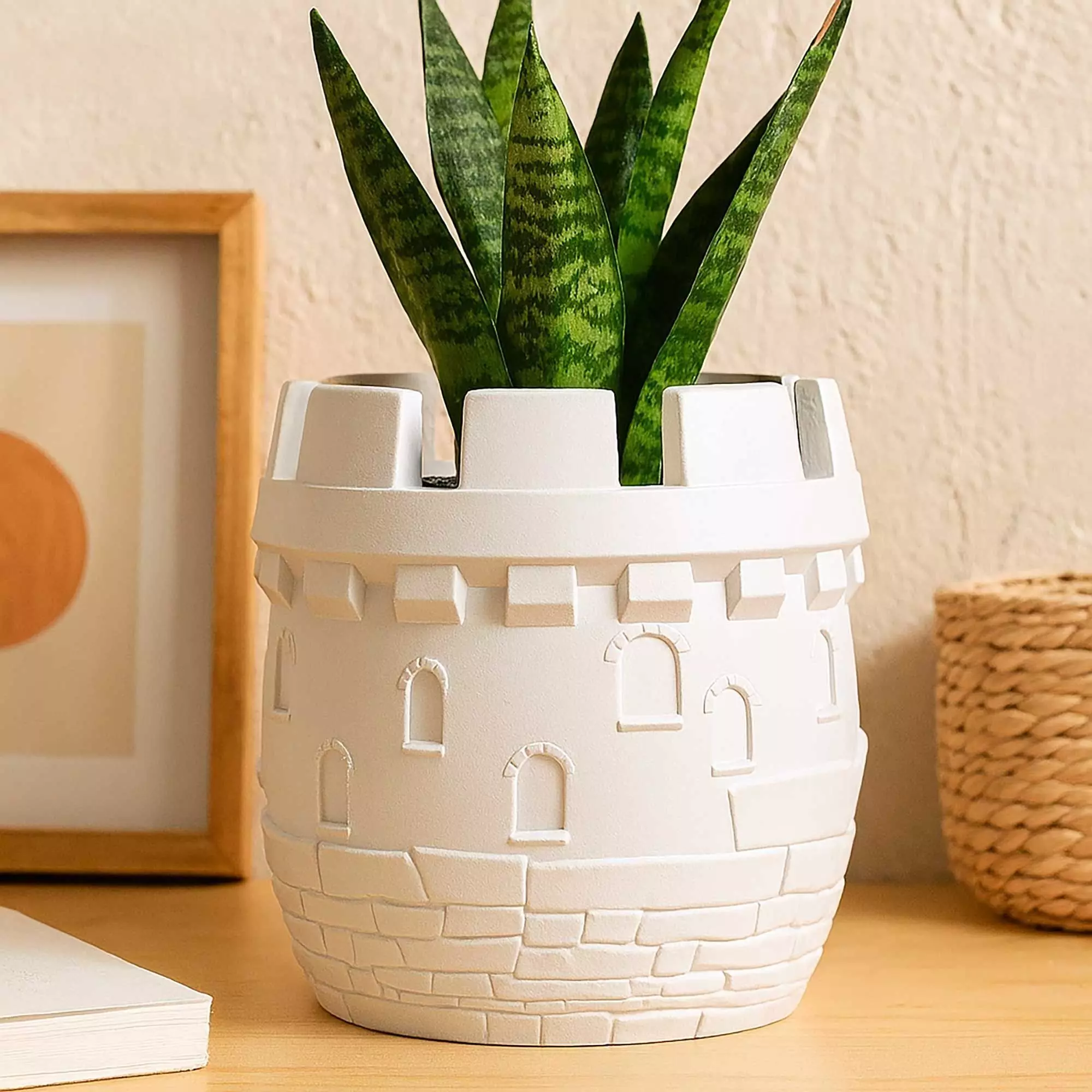 Castle Tower Plant Pot With Drainage No Supports 3D print model