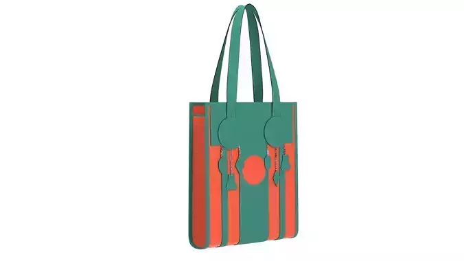 Hermes catcher tote bag orange Handbag 3D Model