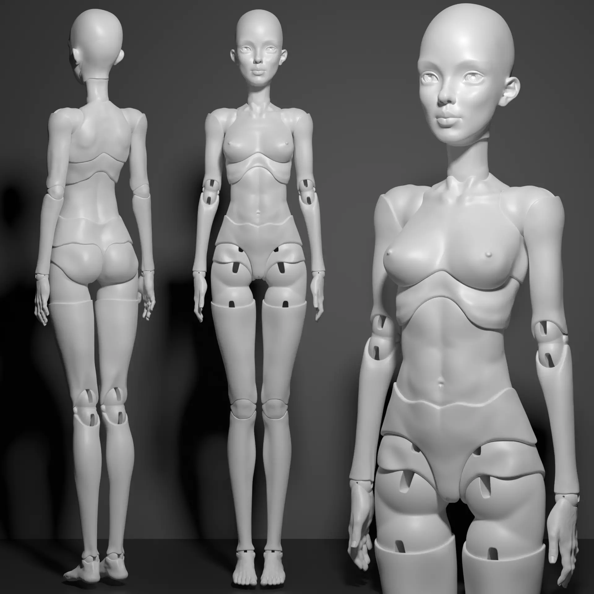 Model GH1 - 3D Printable BJD Doll STL Poseable Ball-Jointed Doll 3D model_0