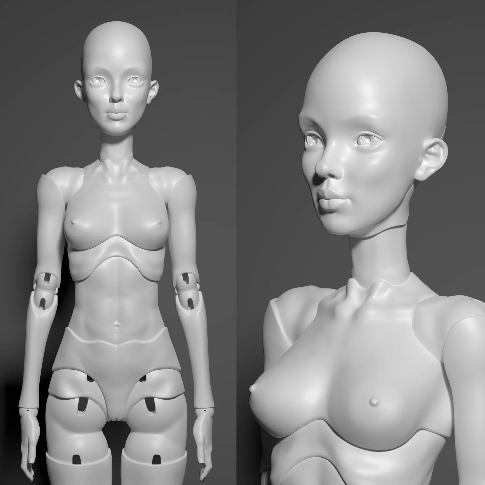 Model GH1 - 3D Printable BJD Doll STL Poseable Ball-Jointed Doll 3D model_2