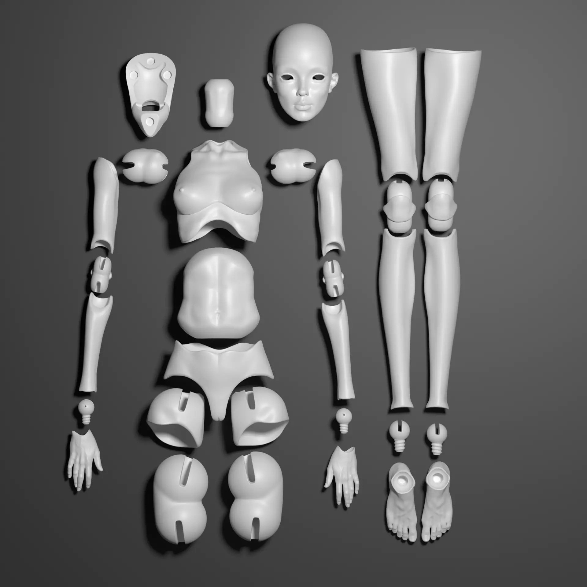 Model GH1 - 3D Printable BJD Doll STL Poseable Ball-Jointed Doll 3D model_4