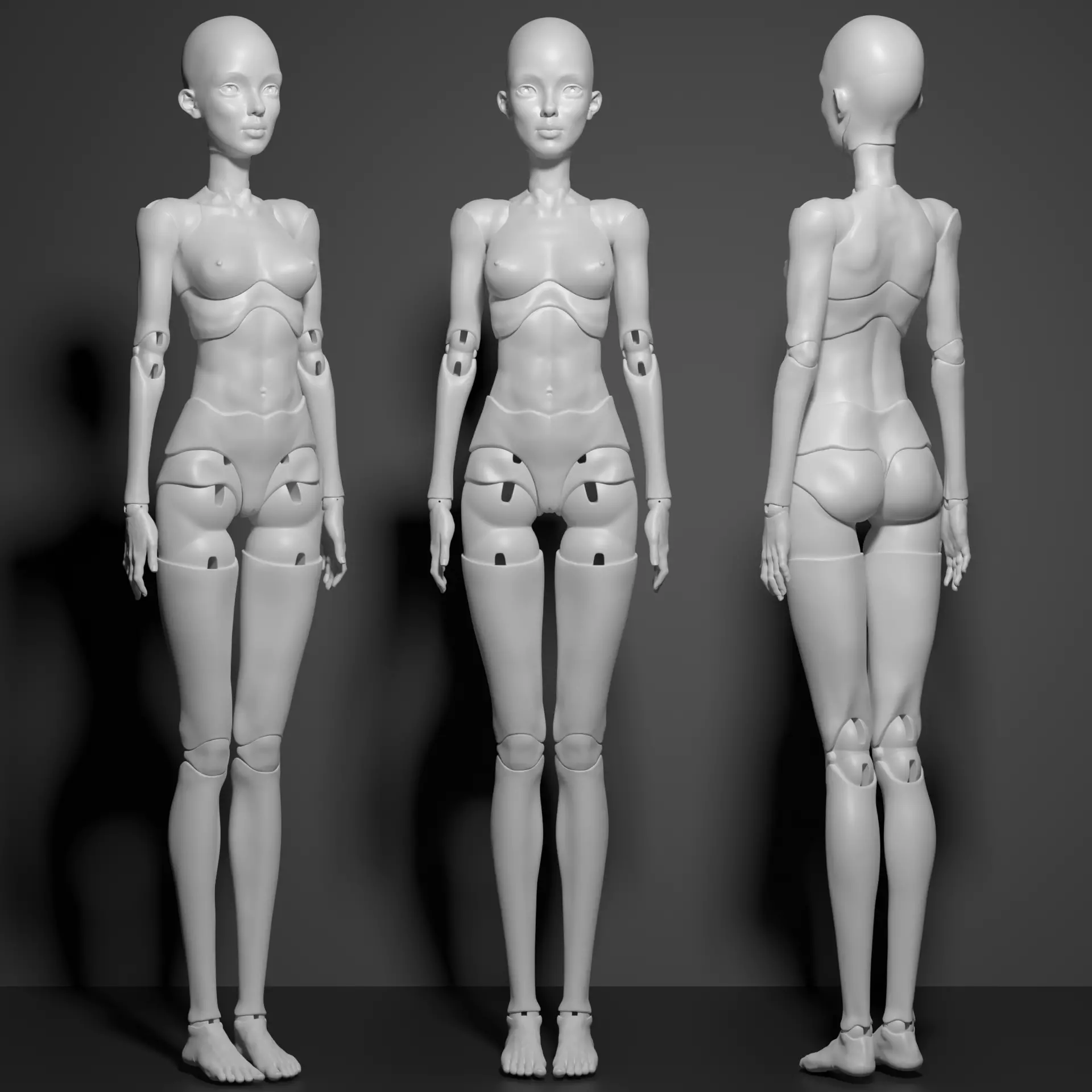 Model GH1 - 3D Printable BJD Doll STL Poseable Ball-Jointed Doll 3D model_1