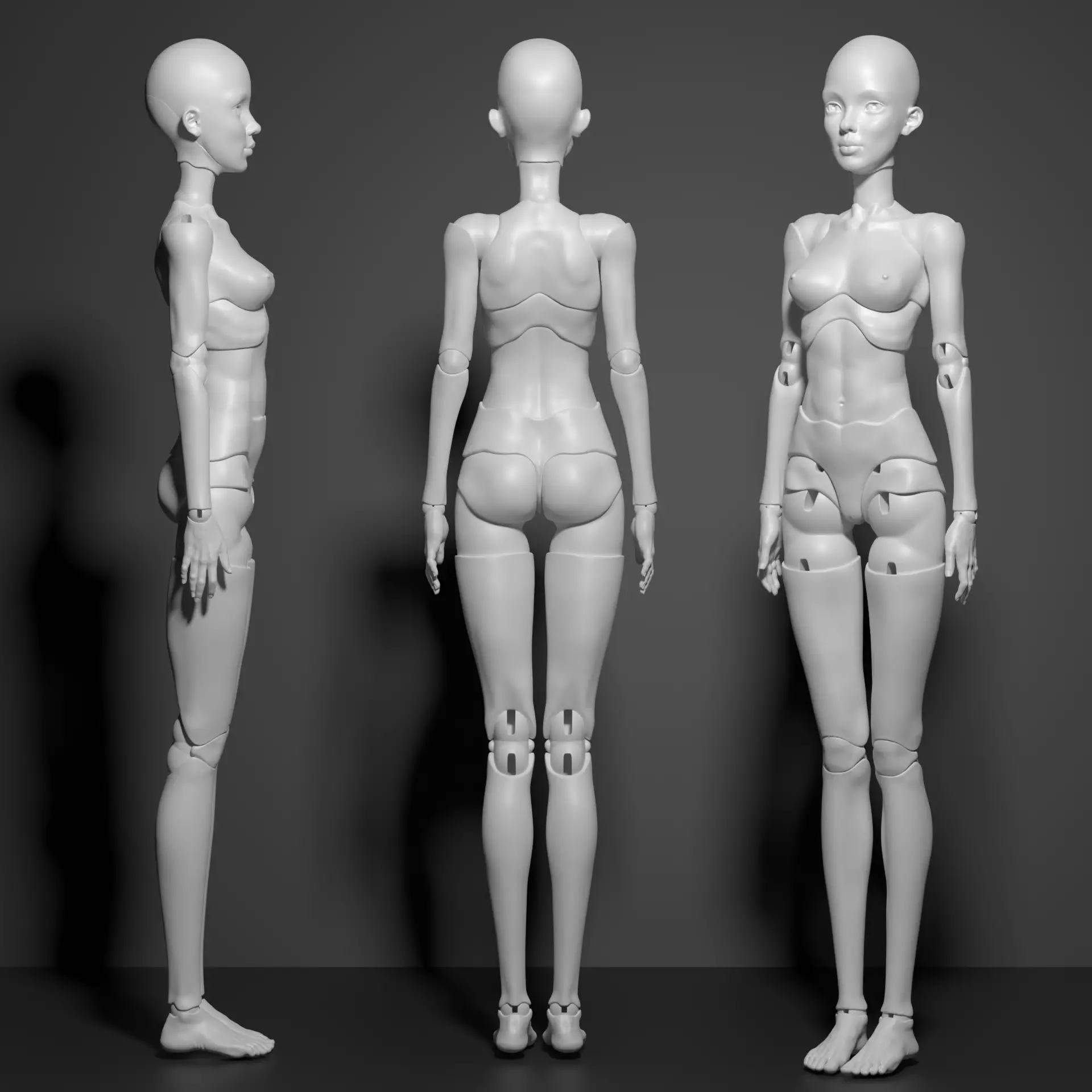 Model GH1 - 3D Printable BJD Doll STL Poseable Ball-Jointed Doll 3D model_5