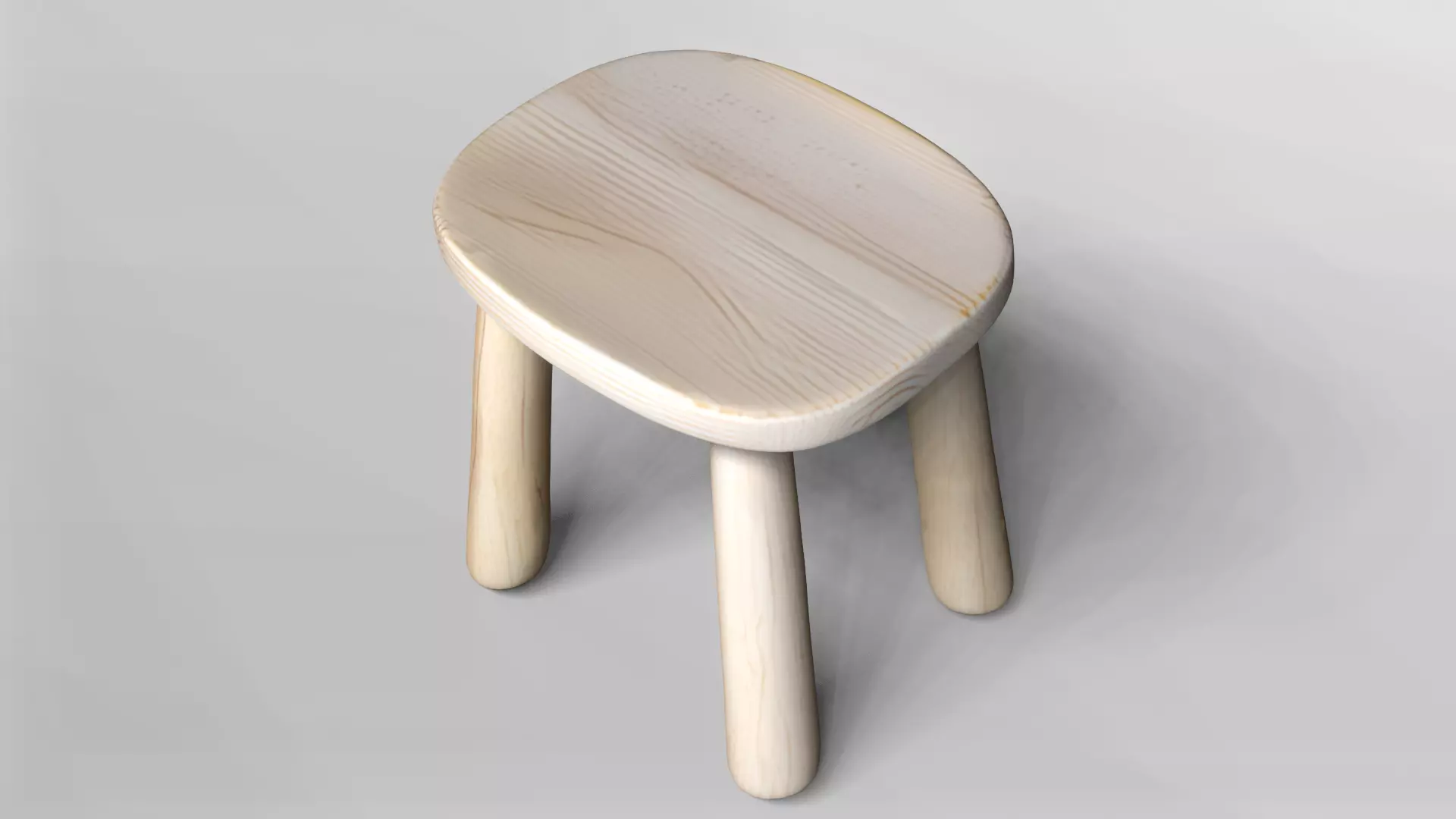 Minimalist Wooden Stool 3D Model 3D model_4