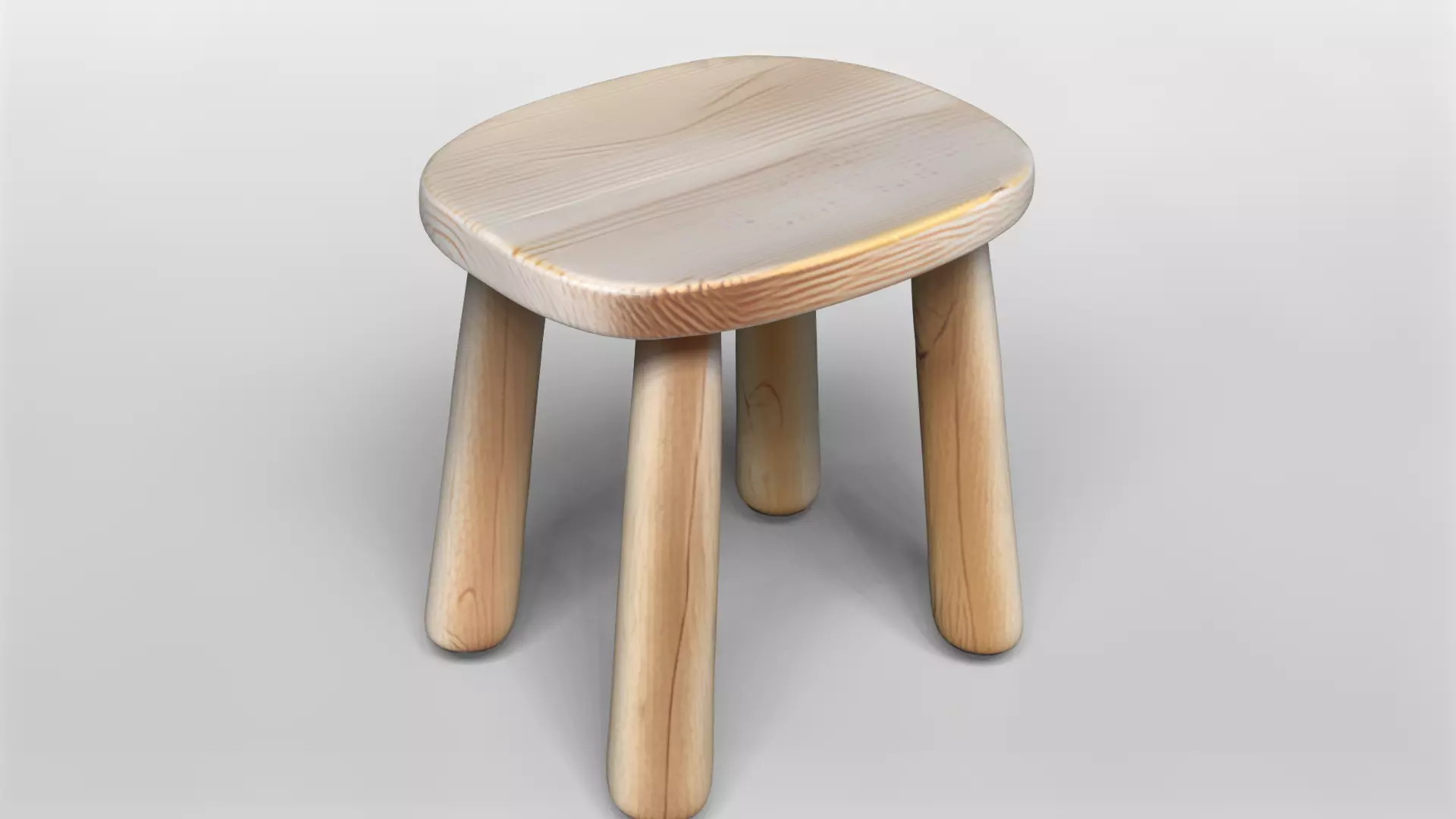 Minimalist Wooden Stool 3D Model 3D model_0