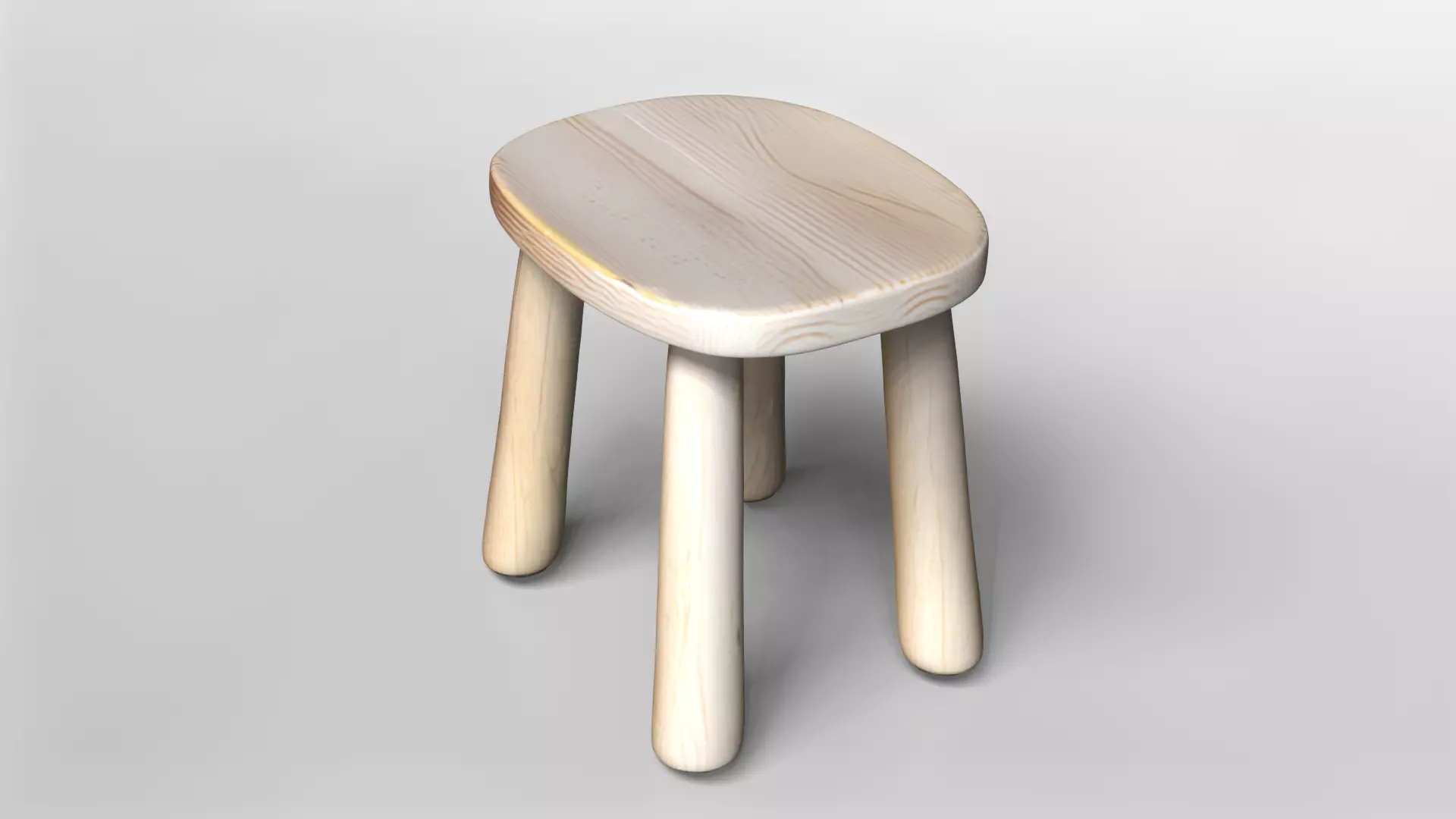 Minimalist Wooden Stool 3D Model 3D model_2