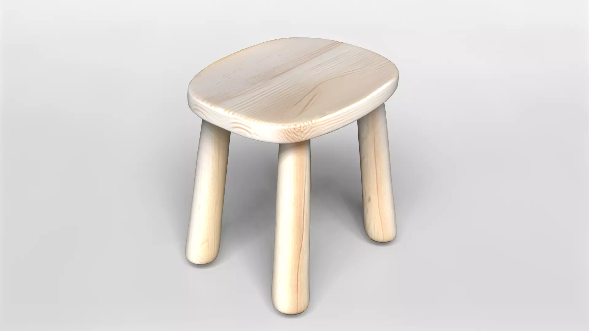 Minimalist Wooden Stool 3D Model 3D model_3