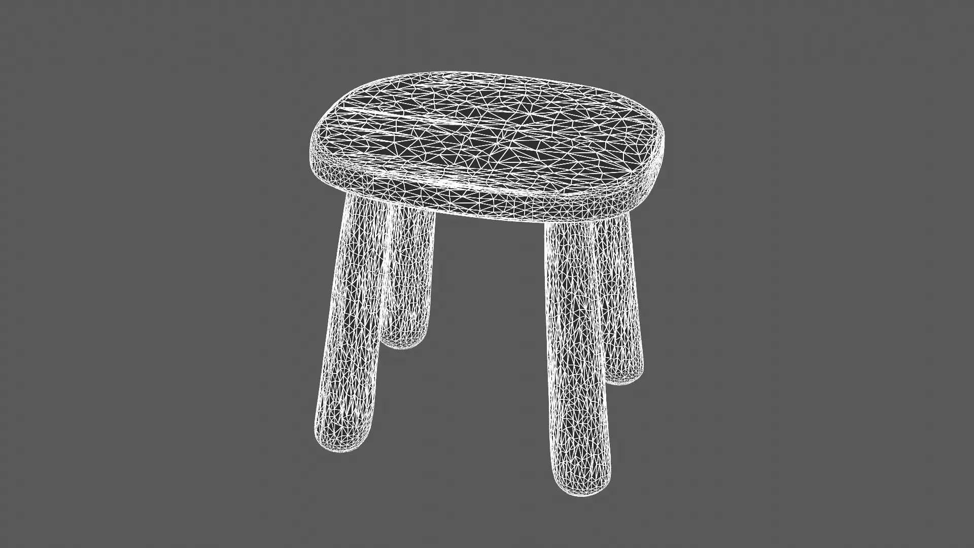 Minimalist Wooden Stool 3D Model 3D model_6