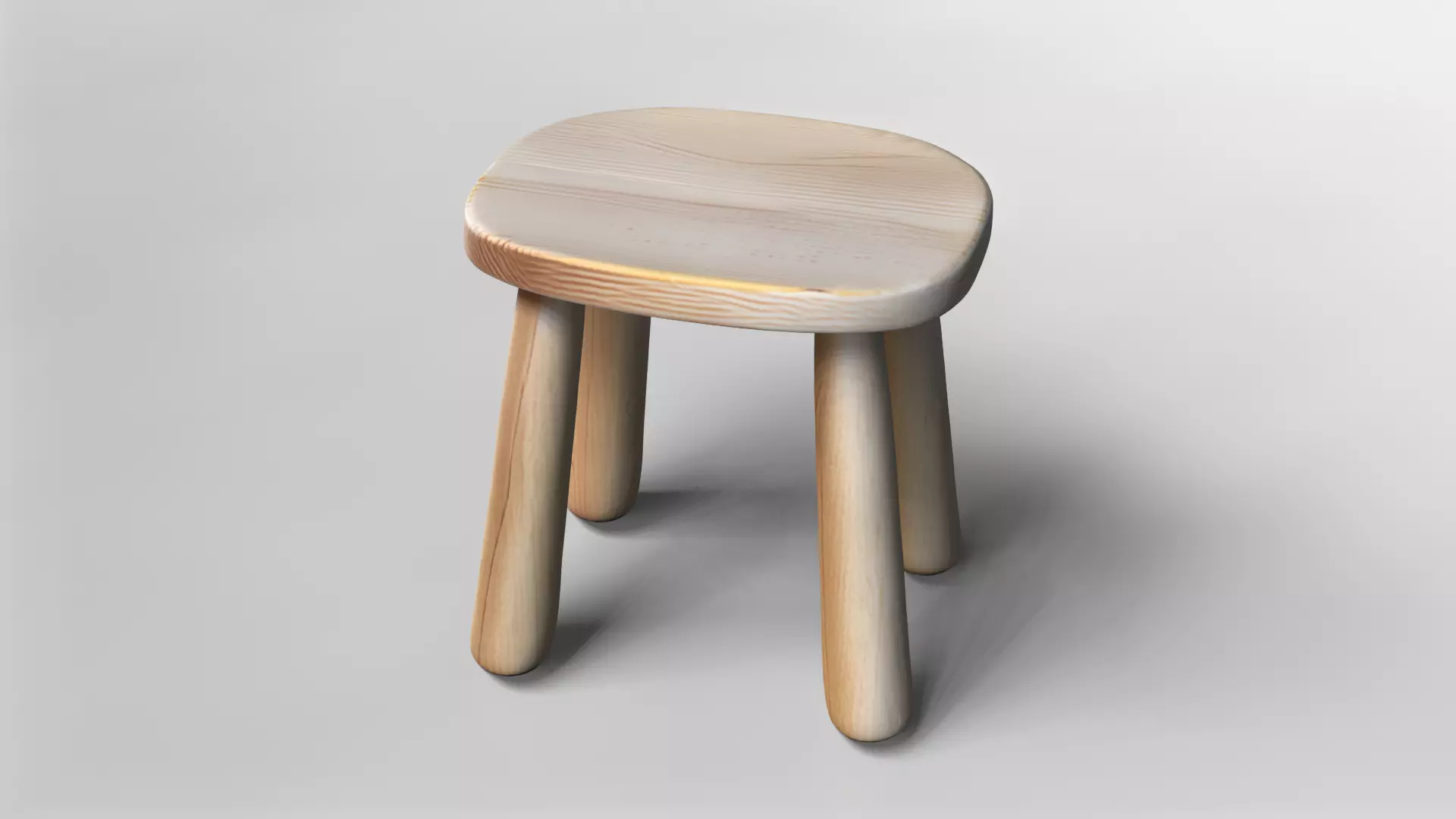 Minimalist Wooden Stool 3D Model 3D model_1