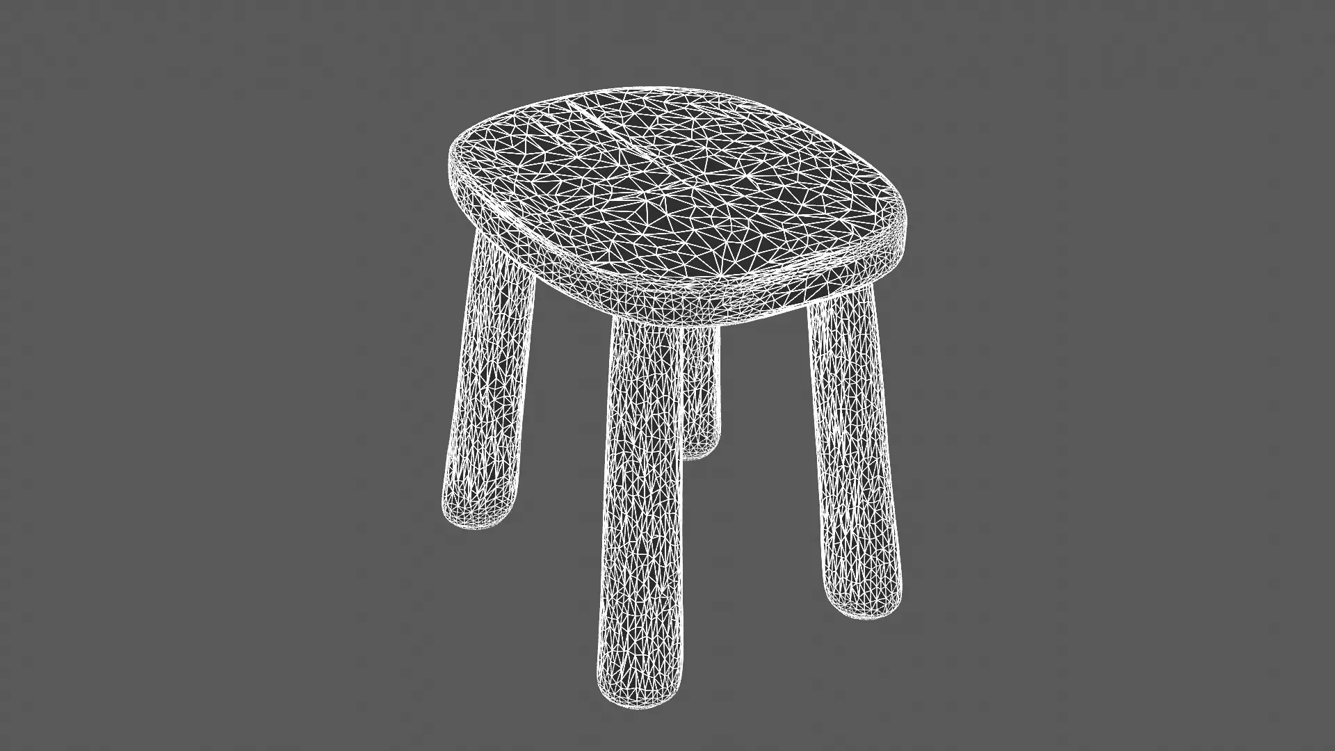 Minimalist Wooden Stool 3D Model 3D model_7