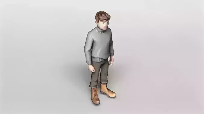 Stylized Young Man in Casual Winter Outfit 3D Model