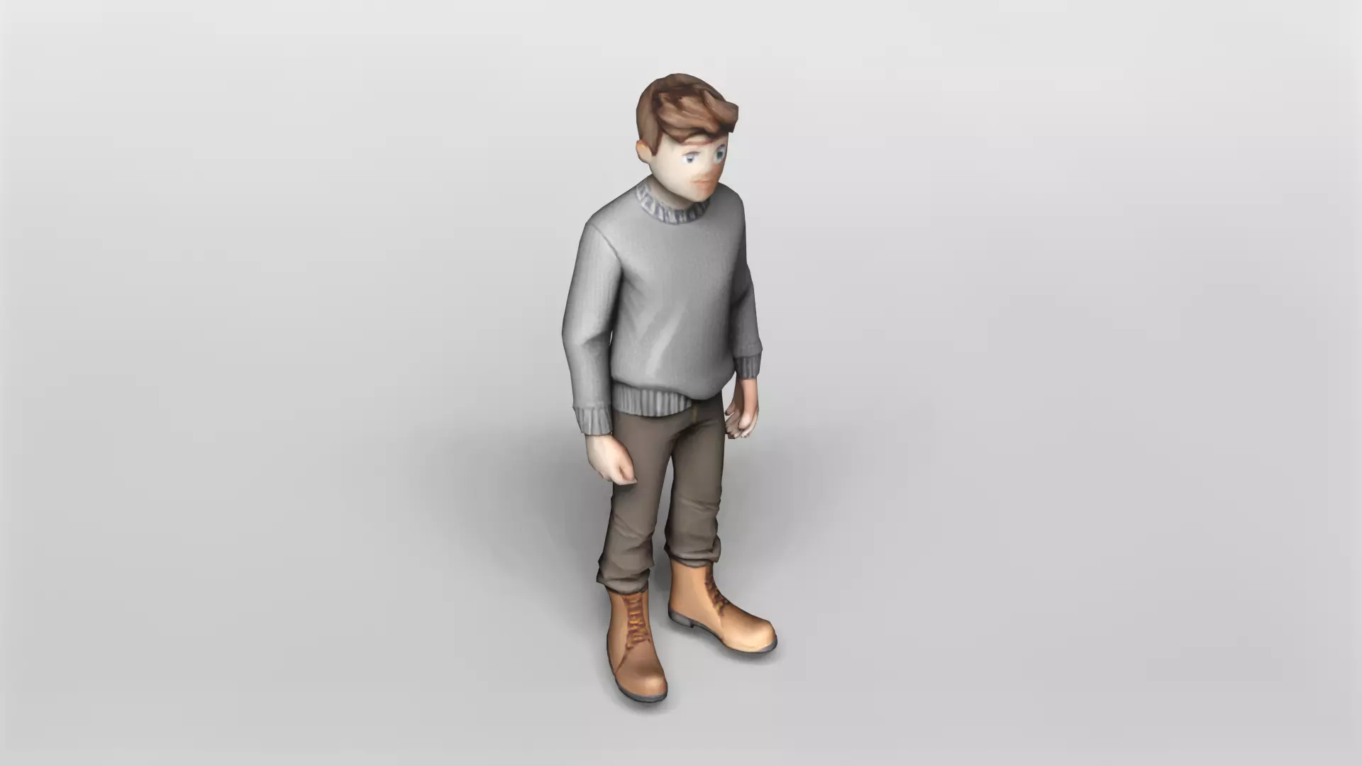 Stylized Young Man in Casual Winter Outfit 3D Model 3D model_0