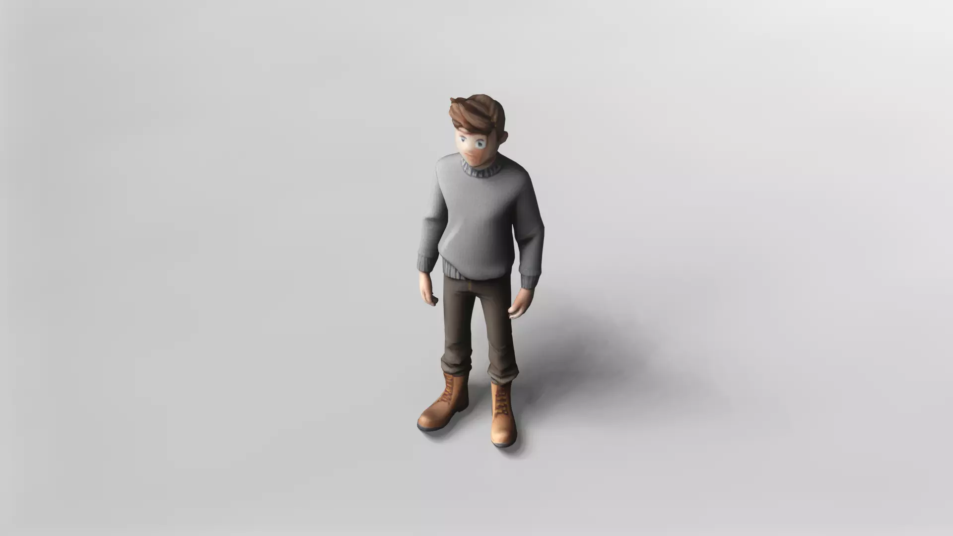 Stylized Young Man in Casual Winter Outfit 3D Model 3D model_1