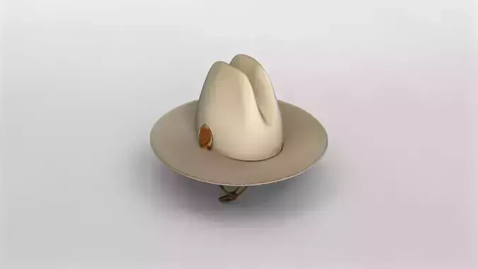 Detailed 3D Model of a Straw Sun Hat with Chin Strap