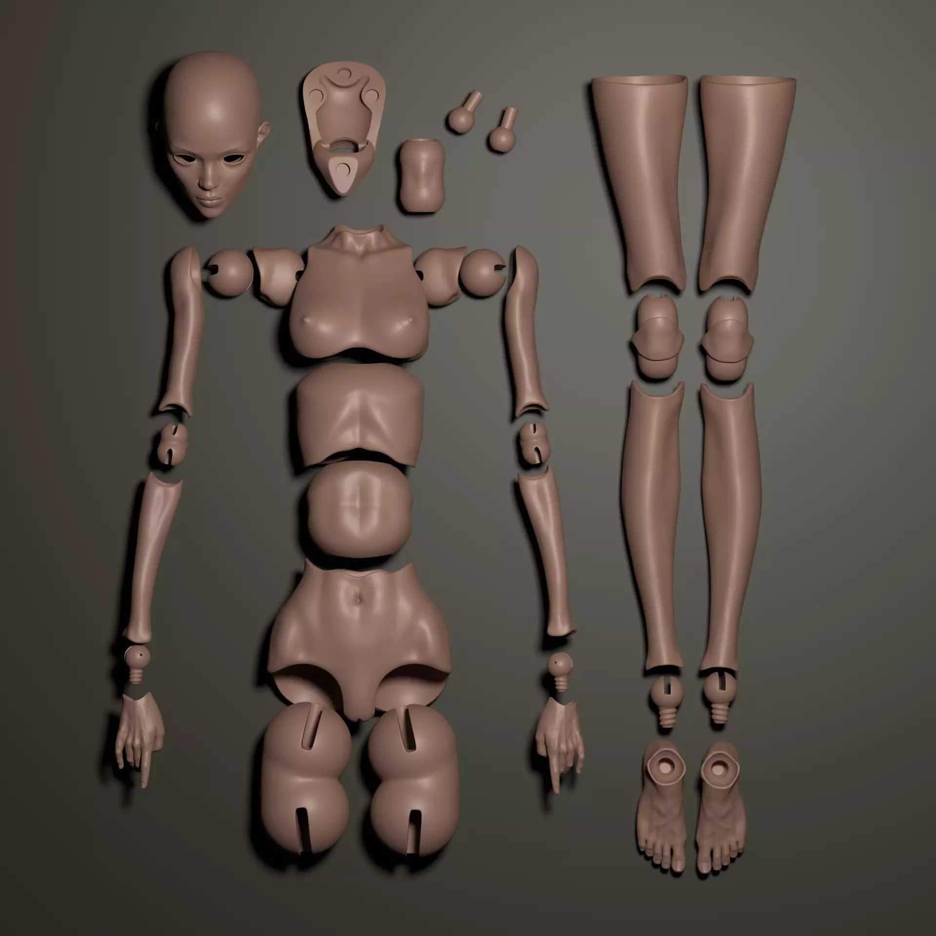 Model WR3 - Anime Female BJD Doll STL OBJ 3D Print Model 3D model_8