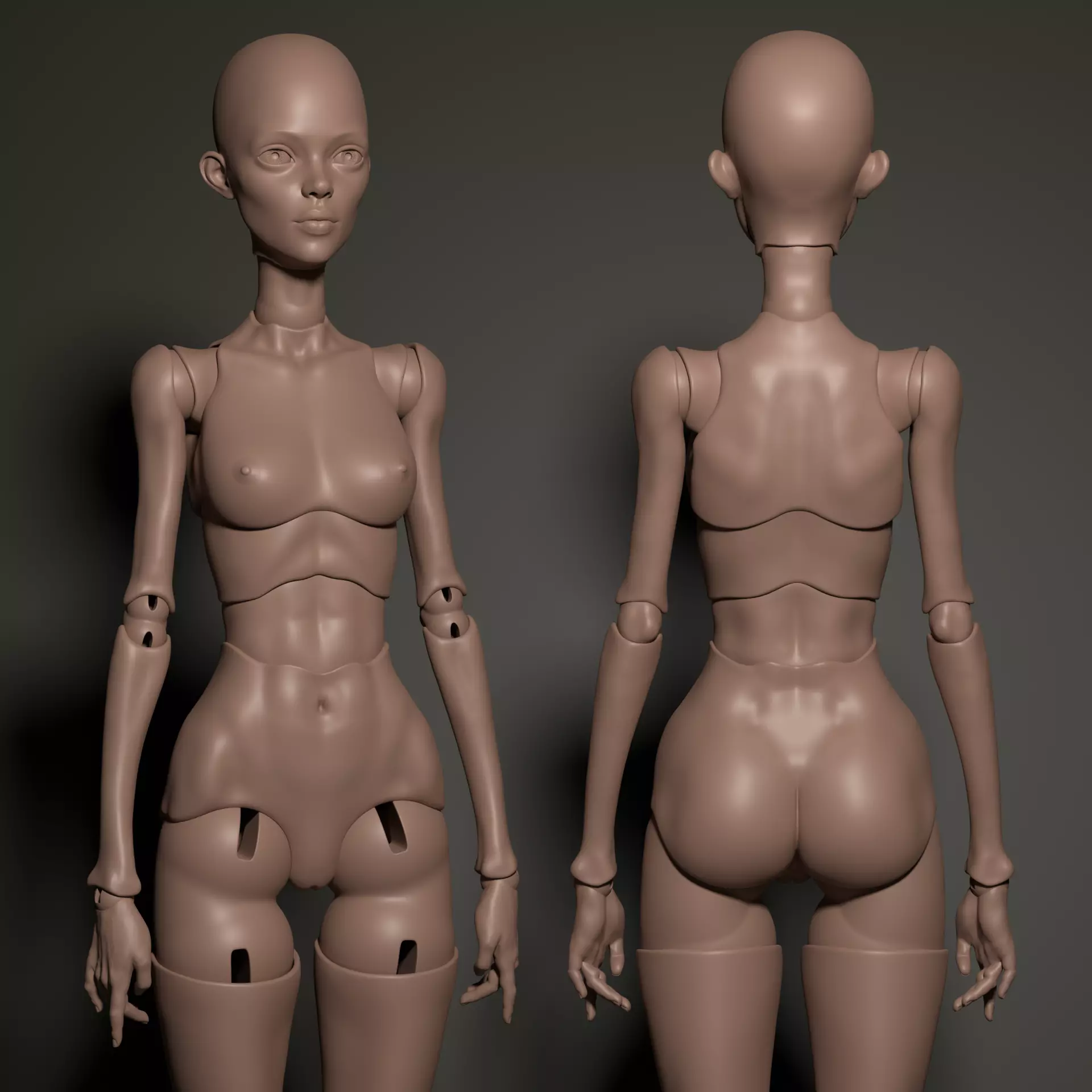 Model WR3 - Anime Female BJD Doll STL OBJ 3D Print Model 3D model_1