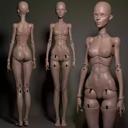 Model WR3 - Anime Female BJD Doll STL OBJ 3D Print Model 3D model